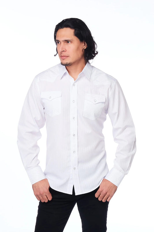 Hvid westernskjorte "Jacquard-stil"