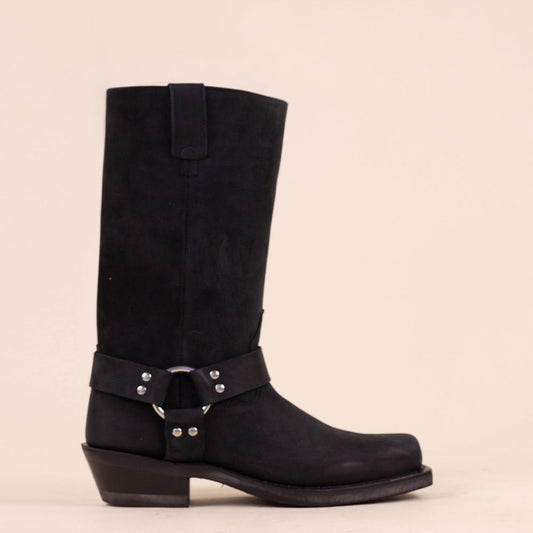 Sorte cowboystøvler "bikerboots lange"