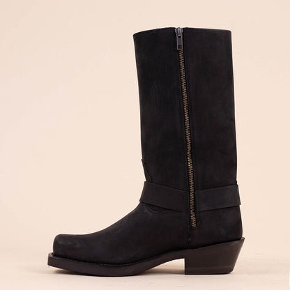 Sorte cowboystøvler "bikerboots lange"