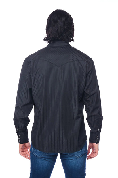 Sort westernskjorte "jacquard stil"
